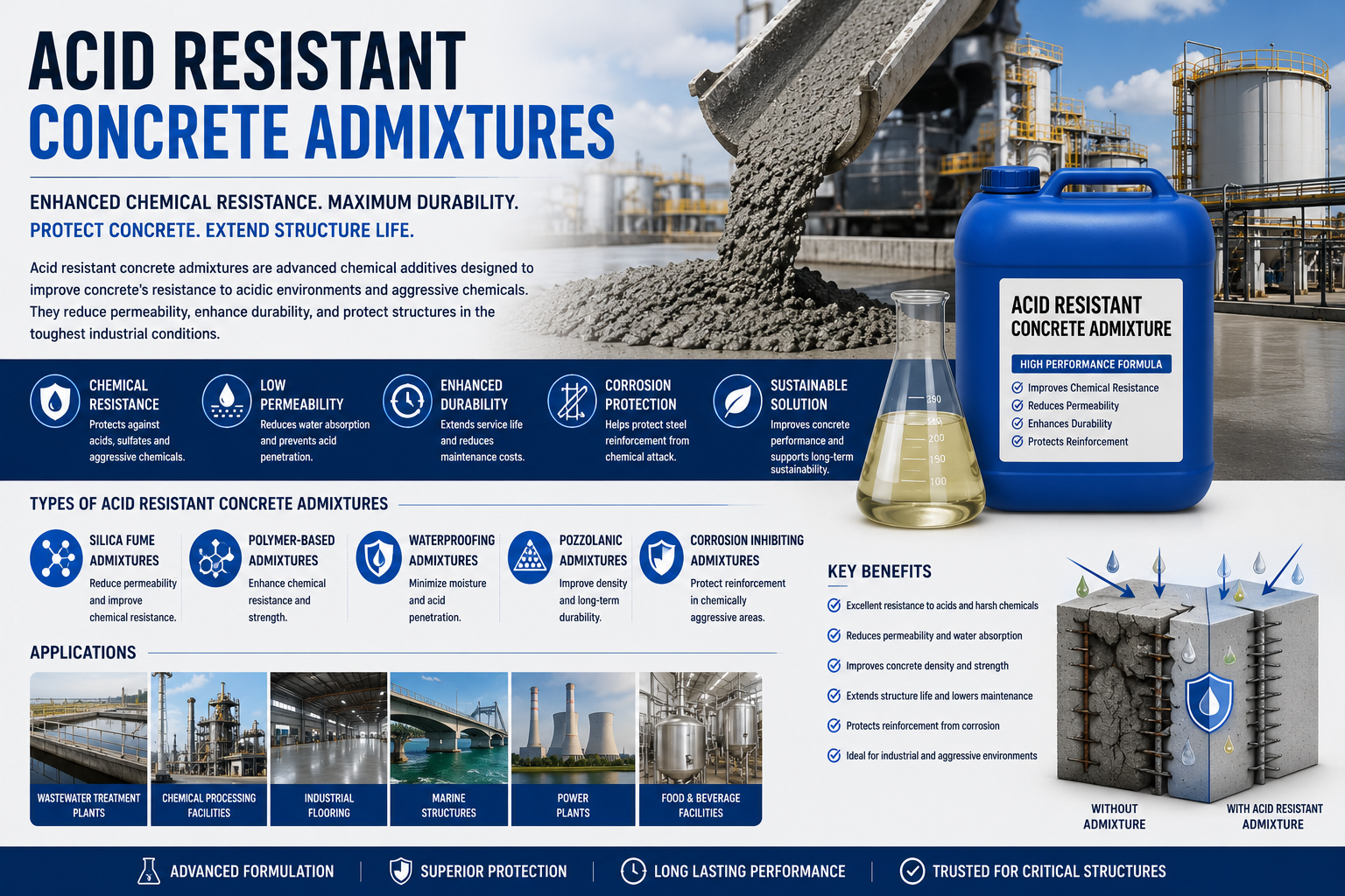 Acid Resistant Concrete Admixtures