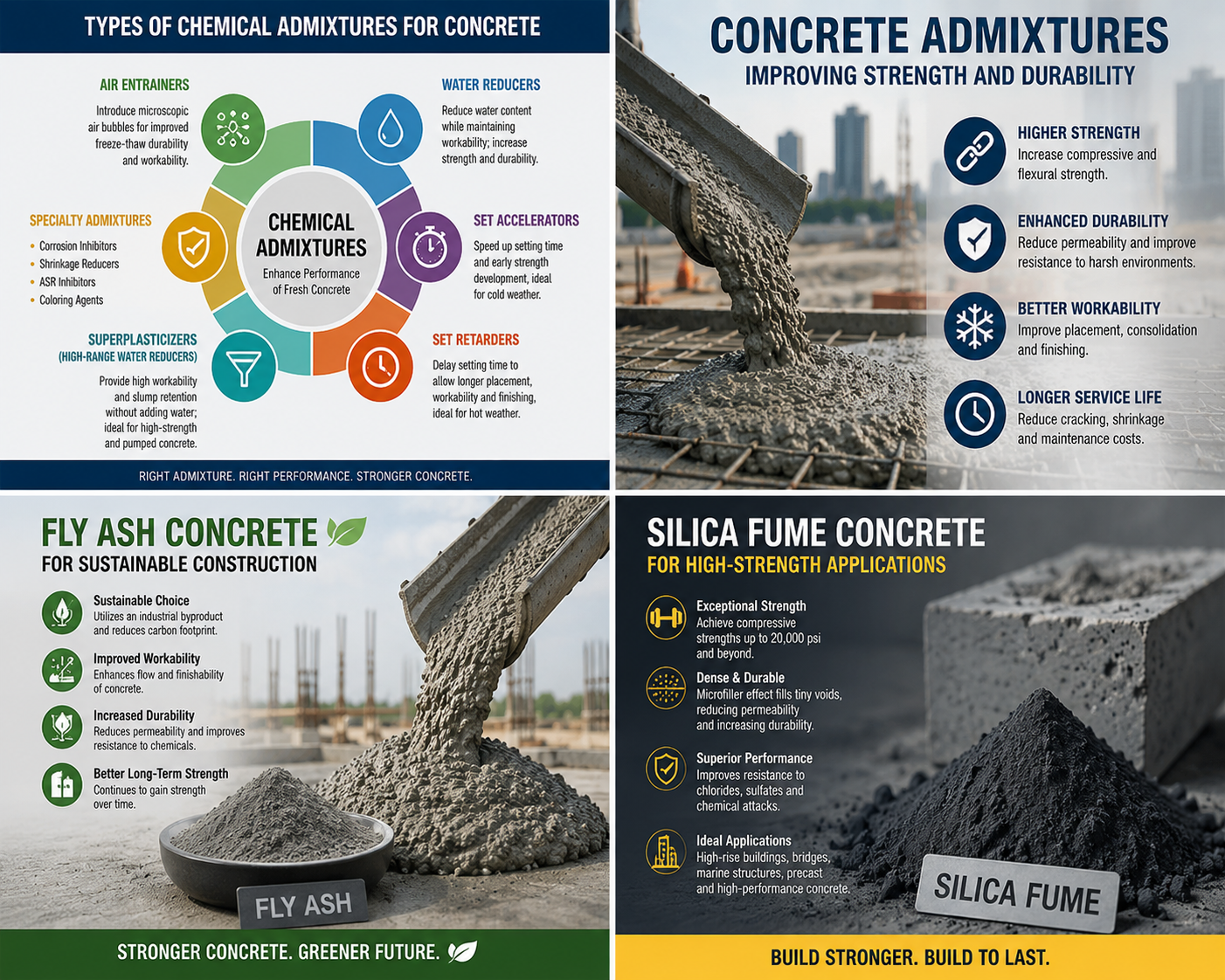 Types of chemical admixtures for concrete