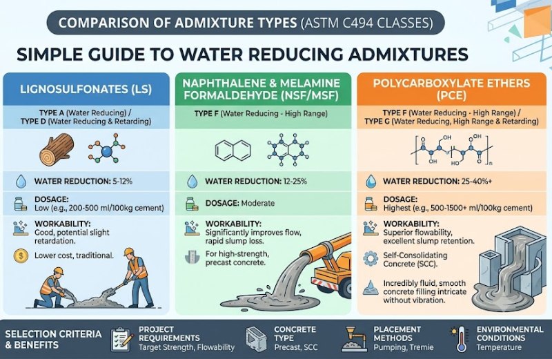 Types of Water Reducing Admixtures